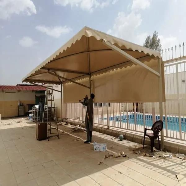 أفضل حداد لتركيب أنواع قماش مظلات خارجية ومظلات شراع حي الياسمين وحي الملقا: دليل الشراء الشامل لعام 2026